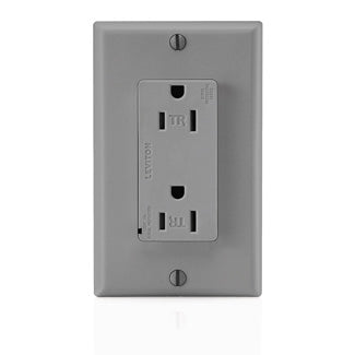 Leviton Electrical Outlet, Duplex Receptacle Surge Protected Self-Grounding, 15 Amp, 125V - Gray