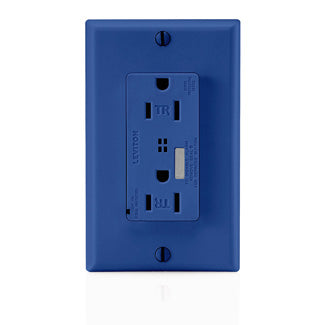 Leviton Electrical Outlet, Decora Plus Duplex TR Receptacle, Commercial Grade, 15A, 125V, 2P/3W - Blue