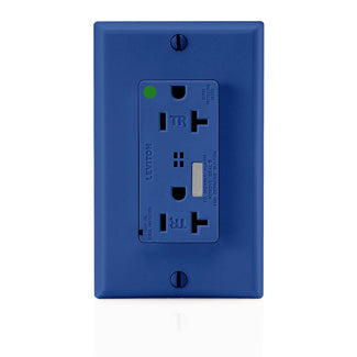 Leviton Electrical Outlet, Decora Plus Duplex TR Receptacle Outlet, 20 Amp, 125V, 2P/3W - Blue