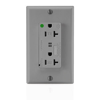 Leviton Electrical Outlet, Decora Plus Duplex TR Receptacle Outlet, 20 Amp, 125V, 2P/3W - Gray