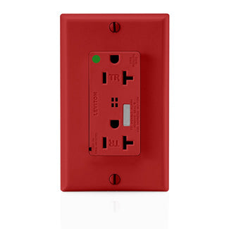 Leviton Electrical Outlet, Decora Plus Duplex TR Receptacle Outlet, 20 Amp, 125V, 2P/3W - Red