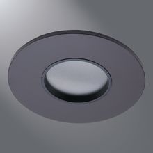 Halo LED Downlight Trim, 2" Round Lensed Pinhole ML4 trim, German Bronze Flange, Black Lens Frame
