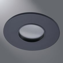 Halo LED Downlight Trim, 2" Round Lensed Pinhole ML4 trim, Matte Black Flange, Black Lens Frame