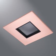 Halo LED Downlight Trim, 2" Square Lensed Pinhole ML4 trim, Brushed Copper Flange, Black Lens Frame