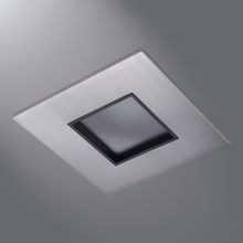 Halo LED Downlight Trim, 2" Square Lensed Pinhole ML4 trim, Brushed Nickel Flange, Black Lens Frame