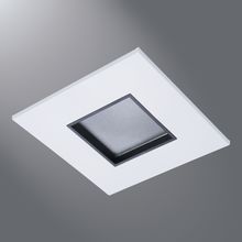 Halo LED Downlight Trim, 2" Square Lensed Pinhole ML4 trim, Matte White Flange, Black Lens Frame