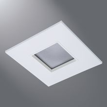 Halo LED Downlight Trim, 2" Square Lensed Pinhole ML4 trim, Matte White Flange, White Lens Frame