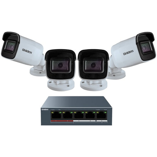 UNIDEN(R) UC4400 1080p Outdoor Security Cloud System with 5-Port PoE Switch (4 Cameras)