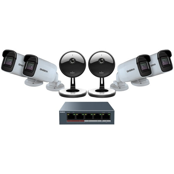 UNIDEN(R) UC4402 1080p Indoor/Outdoor Security Cloud System with 5-Port PoE Switch (6 Cameras)