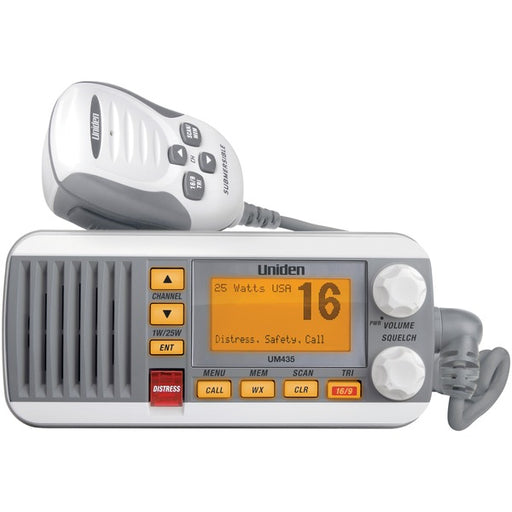 UNIDEN(R) UM435 25-Watt Full-Featured Fixed-Mount VHF Marine Radio (White)