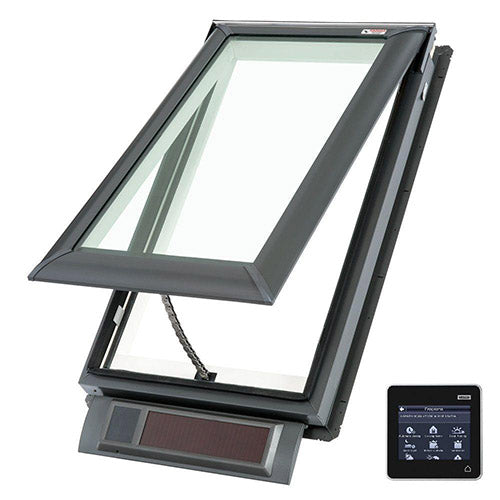 VELUX Skylight, 21 1/2" W x 27 3/8" H Solar Powered Fresh Air-Venting Deck-Mount w/Laminated LowE3 Glass