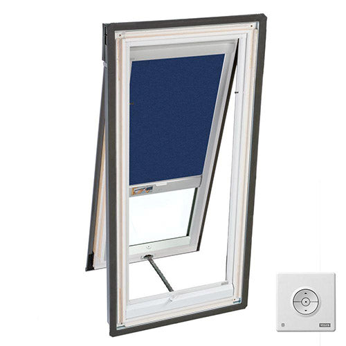 VELUX Skylight, 21 1/2" W x 46 1/4" H Air-Venting Deck-Mount w/Tempered LowE3 Glass & Blue Solar Light Filtering Blind