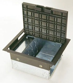 Wiremold AC8105 Floor Box, 8 Inch L, 2 Inch Minimum Depth Adjustment, Triple Service, Carpet Installation - Steel
