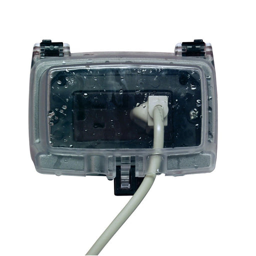 Intermatic Electrical Box, Weatherproof Horizontal 3 1/8"D Receptacle Cover - Clear - 1-Gang