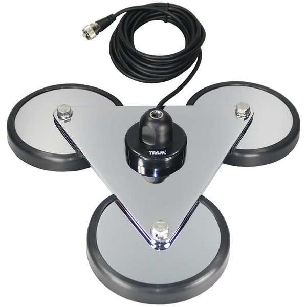 TRAM(R) 2692 Tram 2692 5" Tri-Magnet CB Antenna Mount with Rubber Boots & 18ft RG58A/U Coaxial Cable