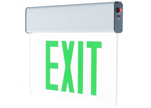 Westgate Mfg. XE-1GCA-EM LED Exit Sign, Edgelit w/Battery Backup, Single Face Clear White Faceplate - Green Letters