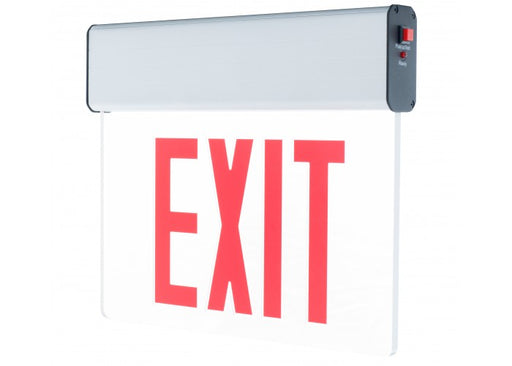 Westgate Mfg. XE-1RCW-EM LED Exit Sign, Edgelit w/Battery Backup, Single Face Clear White Faceplate - Red Letters