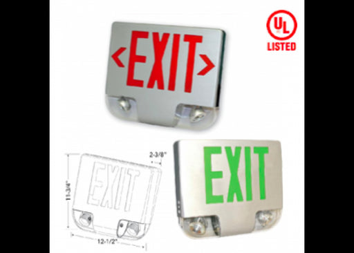 Westgate Mfg. XT-C-ADJ-3GAEM LED Exit Sign, w/Adjustable Heads, Aluminium Faceplate - Green Letters