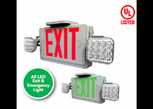 Westgate Mfg. XT-CL-RB-EM LED Exit & Emergency Light Combo, Nickel Cadmium Battery, Black Faceplate - Red Letters
