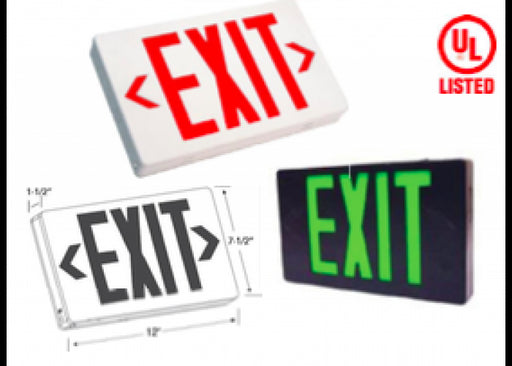 Westgate Mfg. XT-GB-EM LED Exit Sign, High Impact w/Battery Backup, Black Faceplate - Green Letters