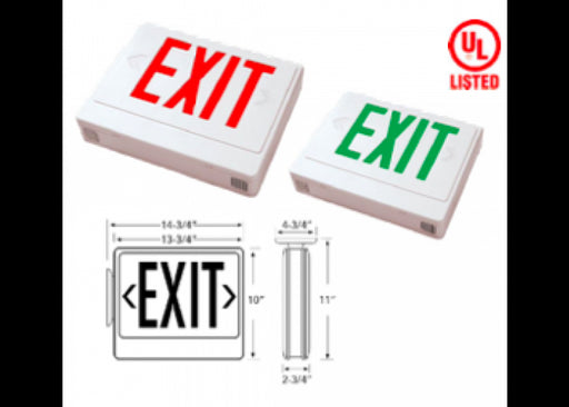 Westgate Mfg. XT-RCGW-EM LED Exit Sign, High Impact w/Battery Backup, Remote, White Faceplate - Green Letters