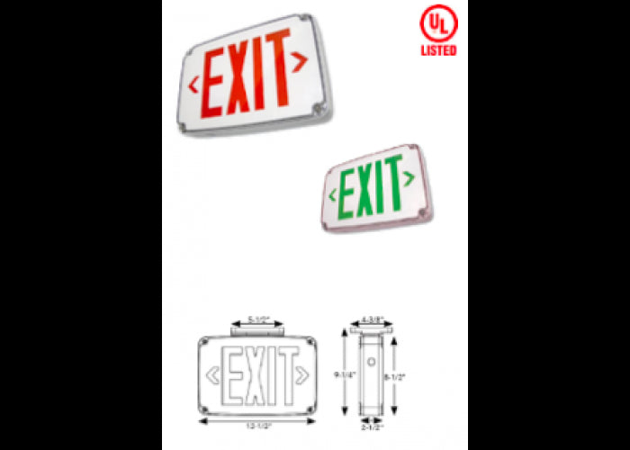 Westgate Mfg. XT-WP-1GG-EM LED Exit Sign, Wet Location, Single Faceplate Green - Gray Letters