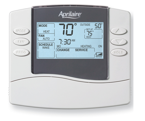 Aprilaire Thermostat, 5/1/1 or 5/2 Day Programmable Dual Powered Thermostat for Heat Pump