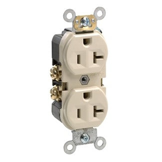 Leviton 20A Duplex Receptacle, 125V, 5-20R, Ivory, Back/Side Wired, Spec Grade  