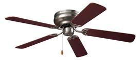 Nutone Fan, 52" Hugger Indoor Ceiling Fan - Brushed Steel w/ Reversible Dark Cherry/Light Oak Blades