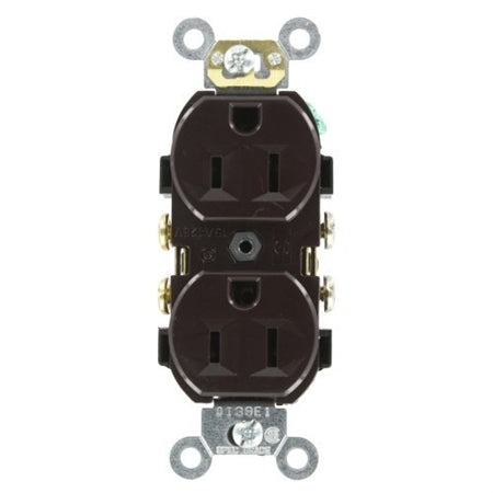 Leviton 15 Amp Duplex Receptacle, 125V, 5-15R, Brown, Comm Grade, Side Wire 
