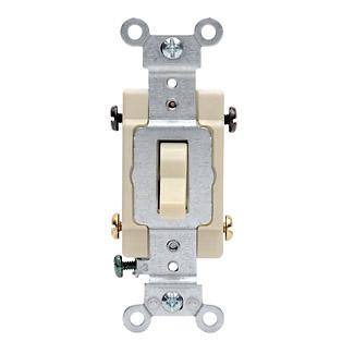 Leviton 3-Way Switch, 15 Amp, 120/27V, Light Almond, Side Wired, Commercial  