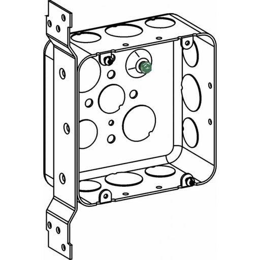 Orbit D5SDB-50/75-FB Electric Box, 2 1/8" Deep w/1/2" & 3/4" Knockouts & FB Bracket - 5" Square Drawn