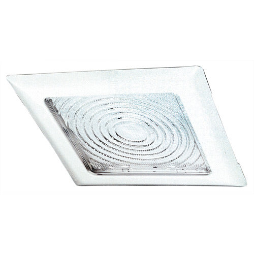 Elco Lighting Recessed Lighting Trim, 8" Line Voltage Square Shower Trim - White with Fresnel Glass Lens