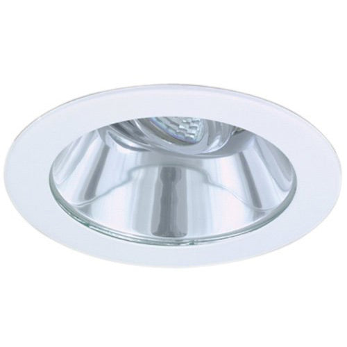 Elco Lighting Recessed Lighting Trim, 4" Low Voltage Adjustable Shower Trim - White with Clear Reflector and Lens