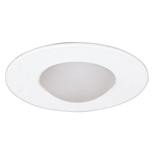 Elco Lighting Recessed Lighting Trim, 4" Low Voltage Round Drop Lens Shower Trim - White with Frosted Lens