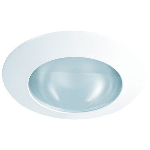 Elco Lighting Recessed Lighting Trim, 6" Line Voltage Glass Shower Trim - White Lexan Ring with Frosted Glass
