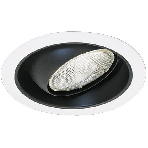 Elco Lighting Recessed Lighting Trim, 6" Line Voltage Trim with Regressed Black Eyeball and Reflector - White
