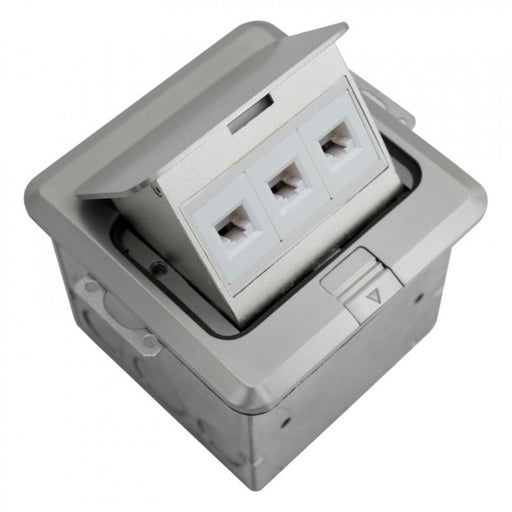 Orbit FLBPU-L-S-SS Electric Floor Box, Pop-Up Cover RJ45 Ports - 4" Square - Stainless Steel