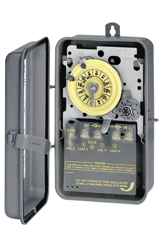 Intermatic T1205R Timer Switch, 480V 24 Hr. Mechanical DPST In NEMA 3R Steel Case