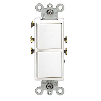 Leviton Decora Combination, Double Rocker Light Switch, Single-Pole, White