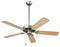 Nutone Fan, 52" Standard Indoor Ceiling Fan - Brushed Steel w/ Reversible Dark Cherry/Light Oak Blades