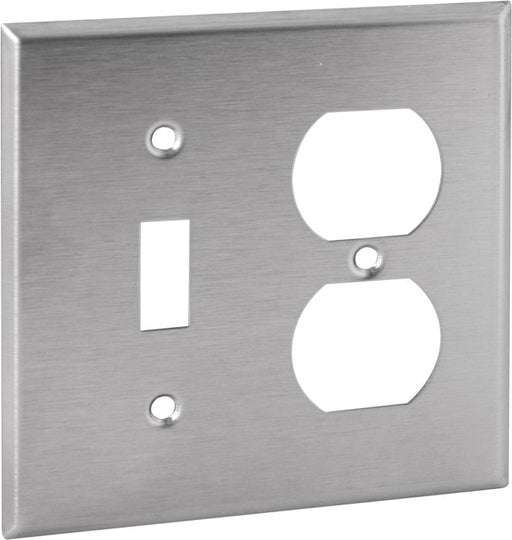 Orbit OS18 Electric Wall Plate, Toggle Switch & Duplex 2-Gang - Stainless Steel