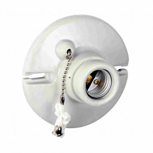 Orbit PPC-1 Lampholder, Porcelain w/Pull Chain - White