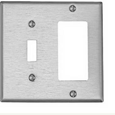 Leviton Comb Wall Plate, 2-Gang, Toggle/Decora, Type 430 Stainless Steel    