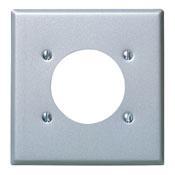 Leviton Power Outlet Wall Plate, 2-Gang, -1 2465" Hole, Stainless Steel   