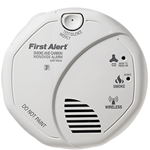 First Alert Carbon Monoxide & Smoke Alarm, Wireless 2 AA Battery Powered w/ Voice Warning