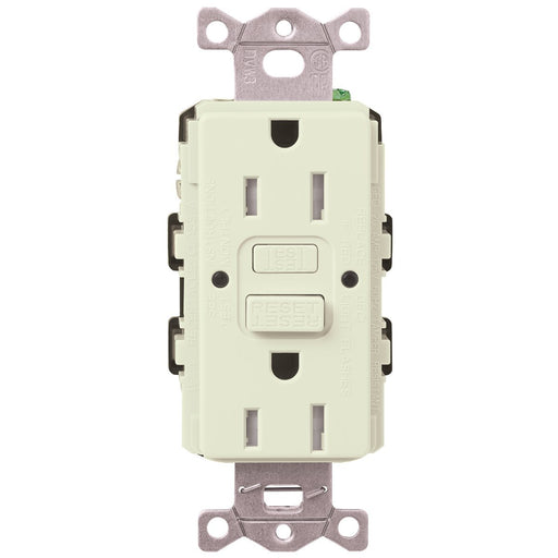Lutron GFCI Outlet, 15A Claro Satin Colors, Self-Testing - Biscuit