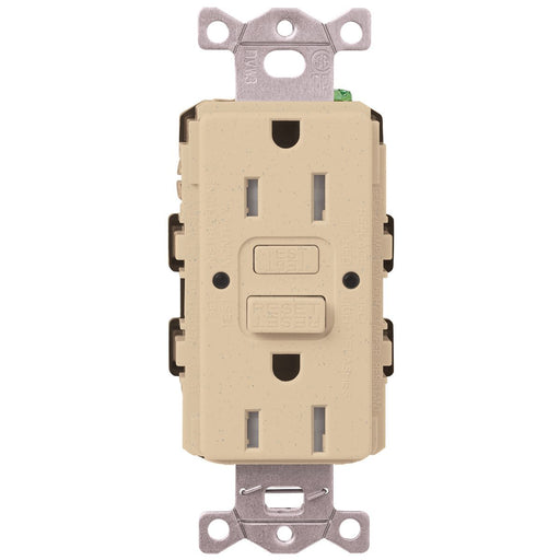 Lutron GFCI Outlet, 15A Satin Colors, Self-Testing, Tamper Resistant - Desert Stone