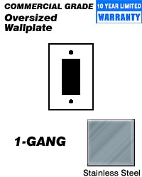 Leviton Decora/GFCI Wall Plate, 1-Gang, Type 302 Stainless Steel, Oversized    