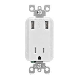 Leviton Electrical Outlet, 15A 125V Combination Receptacle & USB Charger - Light Almond    